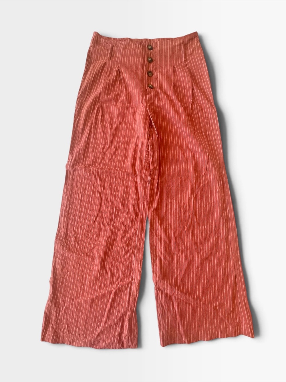 Blue Rain Orange Pinstripe High-Waist Wide-Leg Pants